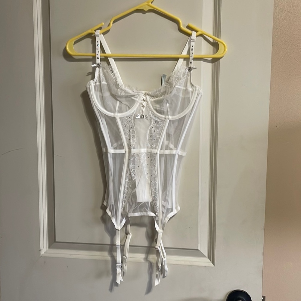Victoria Secret White Mesh Bustier 34C